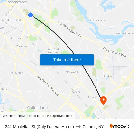 242 Mcclellan St (Daly Funeral Home) to Colonie, NY map