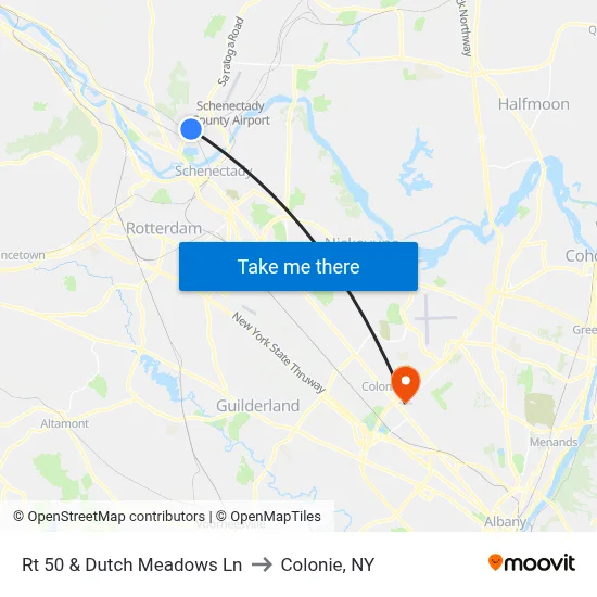 Rt 50 & Dutch Meadows Ln to Colonie, NY map