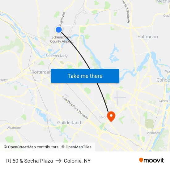 Rt 50 & Socha Plaza to Colonie, NY map