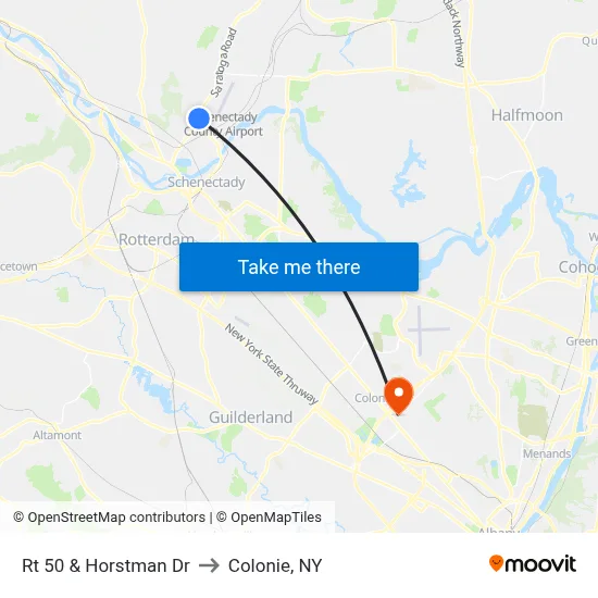 Rt 50 & Horstman Dr to Colonie, NY map