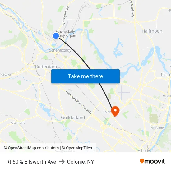 Rt 50 & Ellsworth Ave to Colonie, NY map