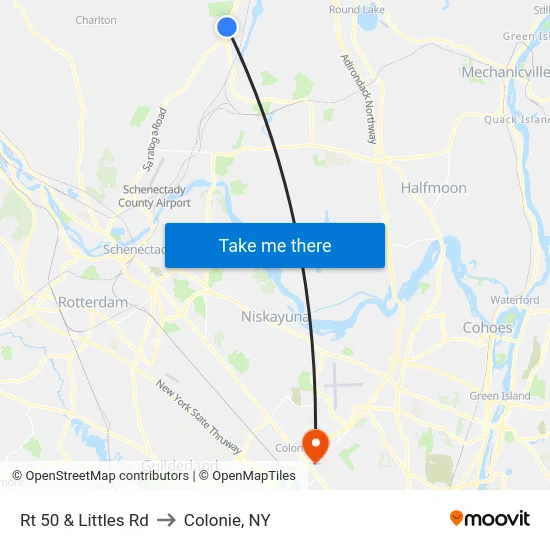 Rt 50 & Littles Rd to Colonie, NY map