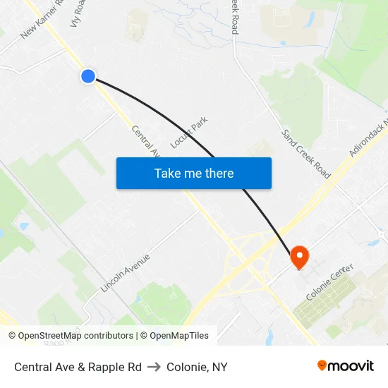 Central Ave & Rapple Rd to Colonie, NY map