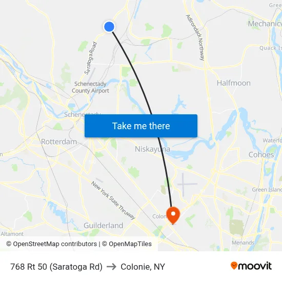 768 Rt 50 (Saratoga Rd) to Colonie, NY map
