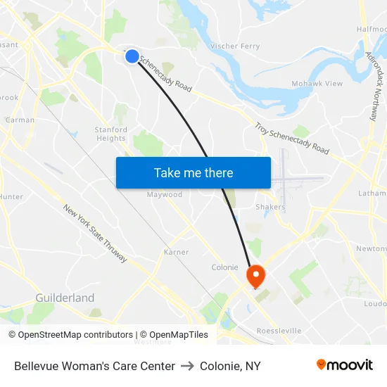 Bellevue Woman's Care Center to Colonie, NY map