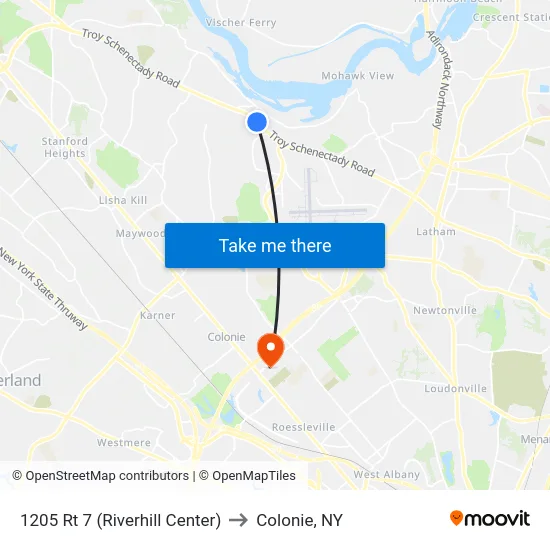 1205 Rt 7 (Riverhill Center) to Colonie, NY map