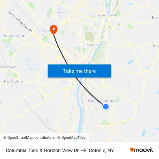 Columbia Tpke & Horizon View Dr to Colonie, NY map