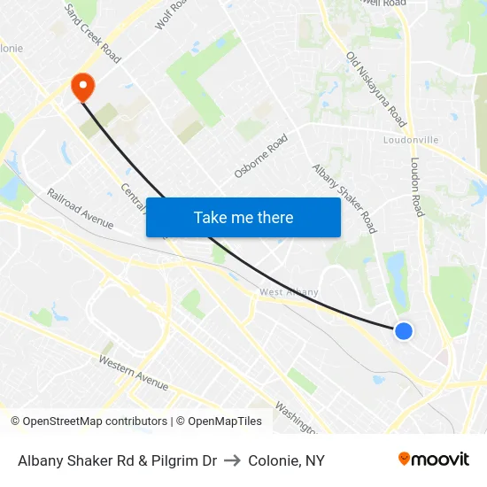 Albany Shaker Rd & Pilgrim Dr to Colonie, NY map