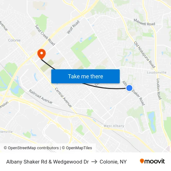 Albany Shaker Rd & Wedgewood Dr to Colonie, NY map