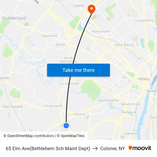 65 Elm Ave(Bethlehem Sch Maint Dept) to Colonie, NY map