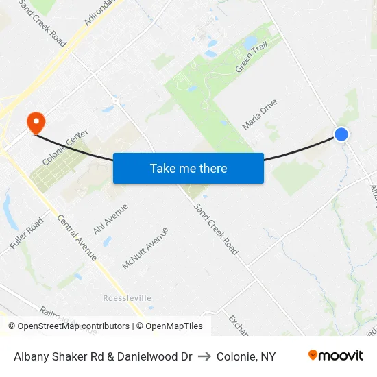 Albany Shaker Rd & Danielwood Dr to Colonie, NY map