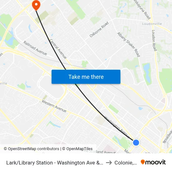 Lark/Library Station - Washington Ave & Lark St to Colonie, NY map