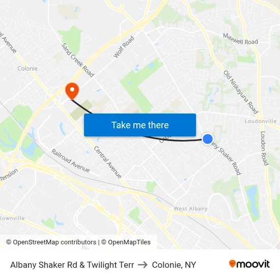 Albany Shaker Rd & Twilight Terr to Colonie, NY map