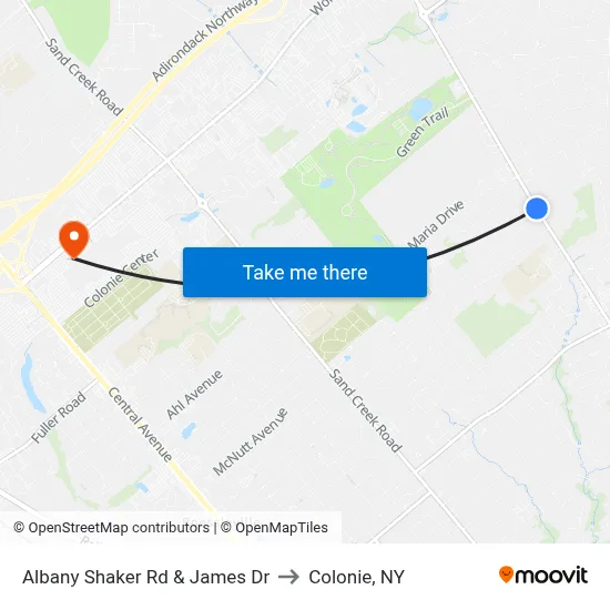 Albany Shaker Rd & James Dr to Colonie, NY map