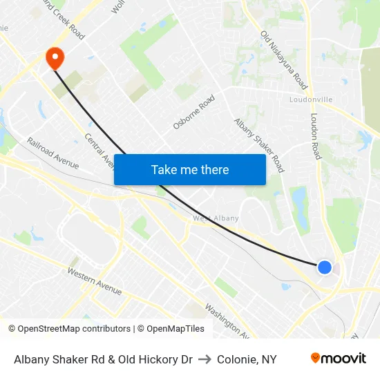 Albany Shaker Rd & Old Hickory Dr to Colonie, NY map