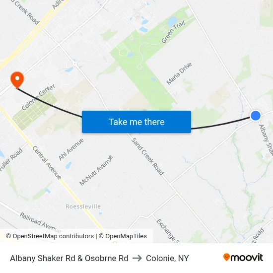Albany Shaker Rd & Osobrne Rd to Colonie, NY map
