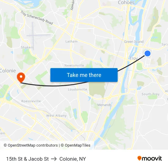 15th St & Jacob St to Colonie, NY map