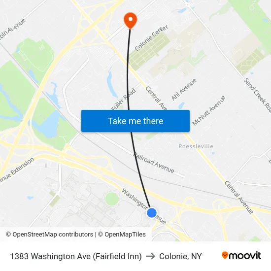 1383 Washington Ave (Fairfield Inn) to Colonie, NY map