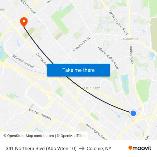341 Northern Blvd (Abc Wten 10) to Colonie, NY map