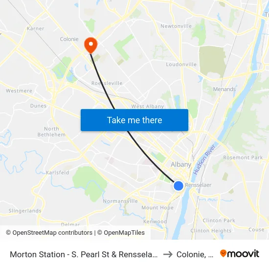 Morton Station - S. Pearl St & Rensselaer St to Colonie, NY map