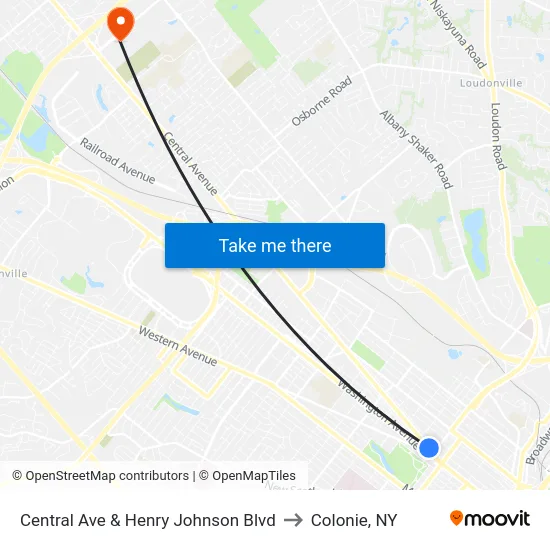 Central Ave & Henry Johnson Blvd to Colonie, NY map