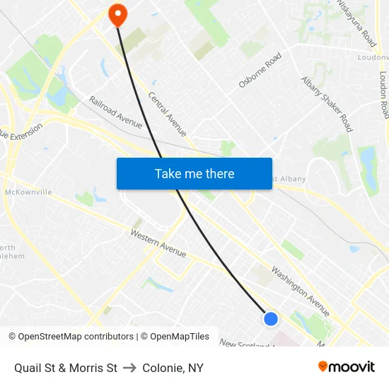 Quail St & Morris St to Colonie, NY map