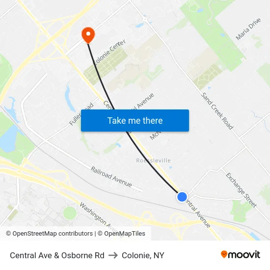 Central Ave & Osborne Rd to Colonie, NY map