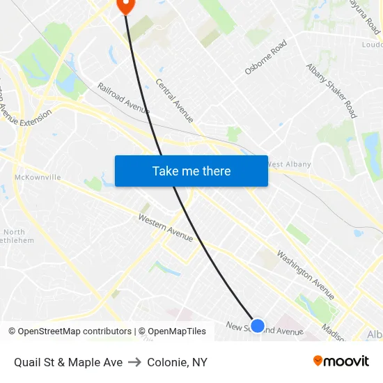 Quail St & Maple Ave to Colonie, NY map