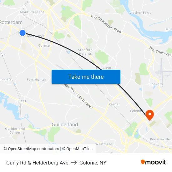 Curry Rd & Helderberg Ave to Colonie, NY map