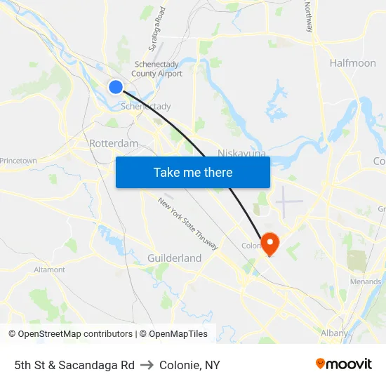 5th St & Sacandaga Rd to Colonie, NY map