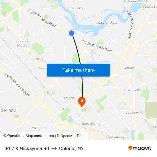 Rt 7 & Niskayuna Rd to Colonie, NY map