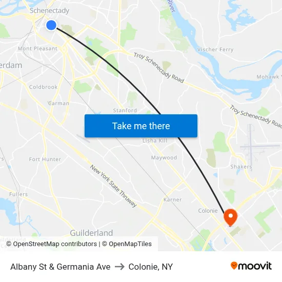Albany St & Germania Ave to Colonie, NY map