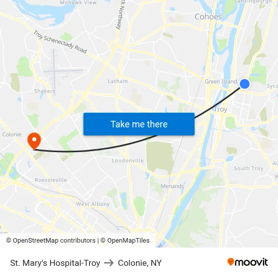 St. Mary's Hospital-Troy to Colonie, NY map