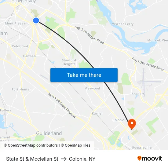 State St & Mcclellan St to Colonie, NY map