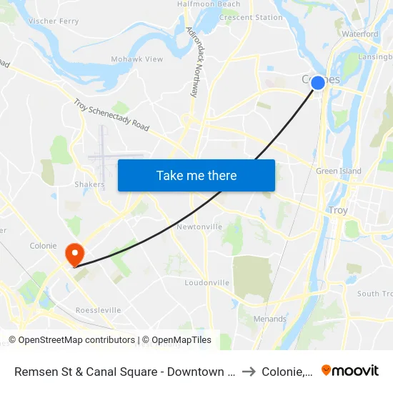 Remsen St & Canal Square - Downtown Cohoes to Colonie, NY map