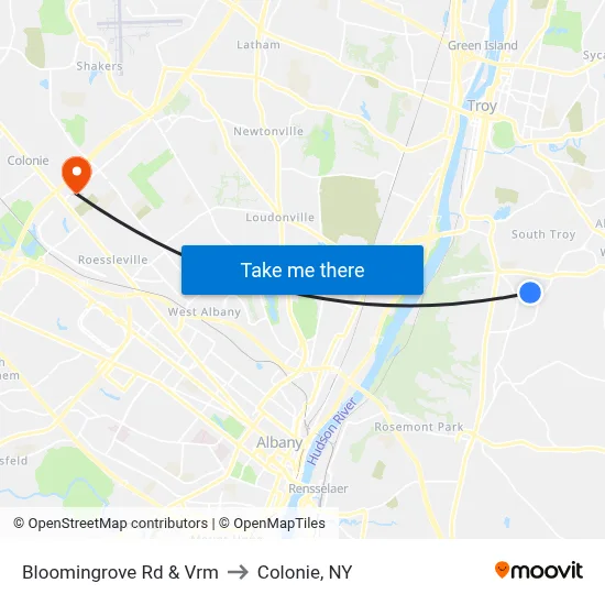 Bloomingrove Rd & Vrm to Colonie, NY map