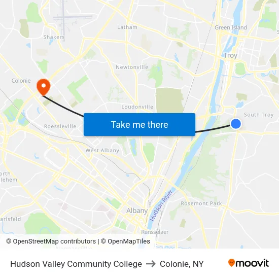 Hudson Valley Community College to Colonie, NY map