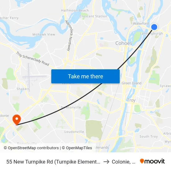 55 New Turnpike Rd (Turnpike Elementary) to Colonie, NY map