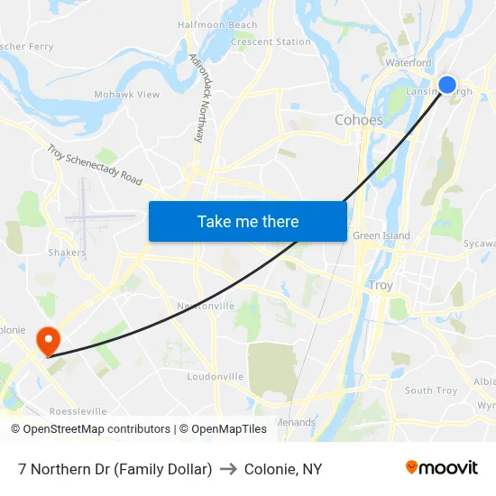 7 Northern Dr (Family Dollar) to Colonie, NY map