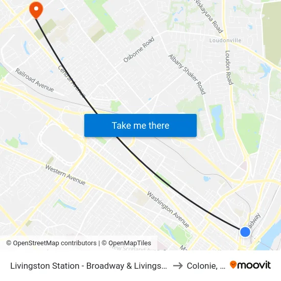 Livingston Station - Broadway & Livingston Ave to Colonie, NY map