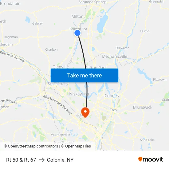 Rt 50 & Rt 67 to Colonie, NY map
