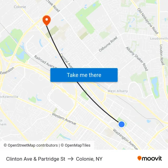 Clinton Ave & Partridge St to Colonie, NY map