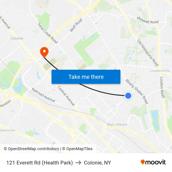 121 Everett Rd (Health Park) to Colonie, NY map