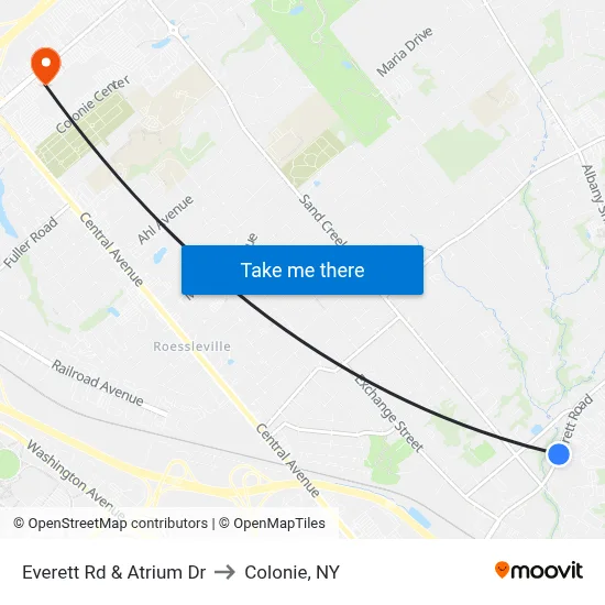 Everett Rd & Atrium Dr to Colonie, NY map