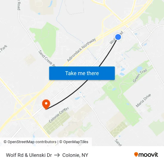 Wolf Rd & Ulenski Dr to Colonie, NY map