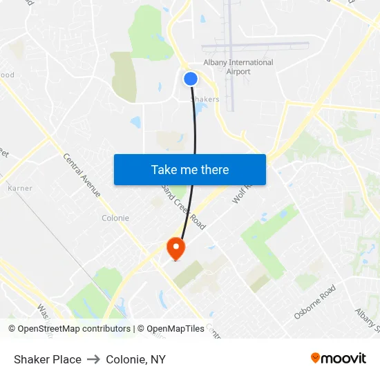 Shaker Place to Colonie, NY map