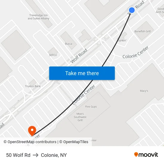 50 Wolf Rd to Colonie, NY map