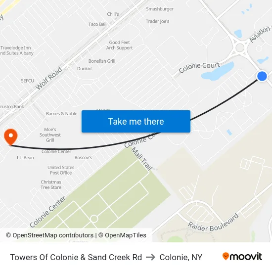 Towers Of Colonie & Sand Creek Rd to Colonie, NY map