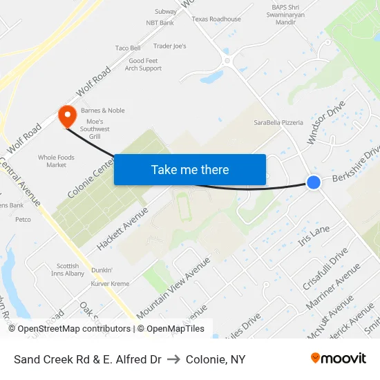 Sand Creek Rd & E. Alfred Dr to Colonie, NY map
