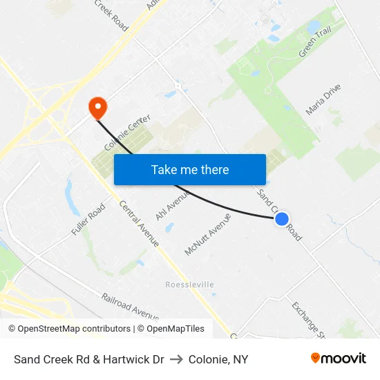 Sand Creek Rd & Hartwick Dr to Colonie, NY map